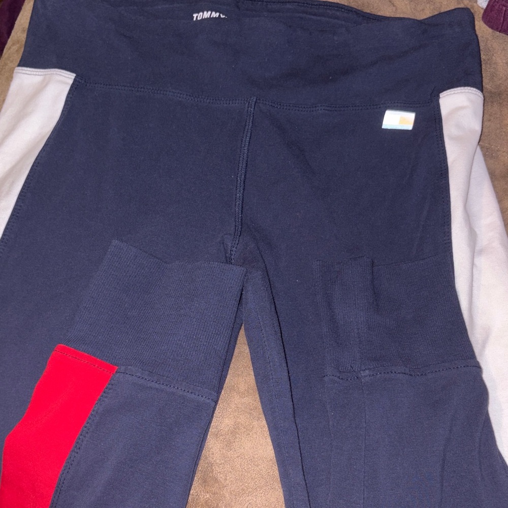 Tommy Hilfiger Navy Leggings with Red and White Colorblock